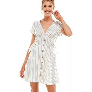 As U Wish Button Front Side Tie Skater Dress size S